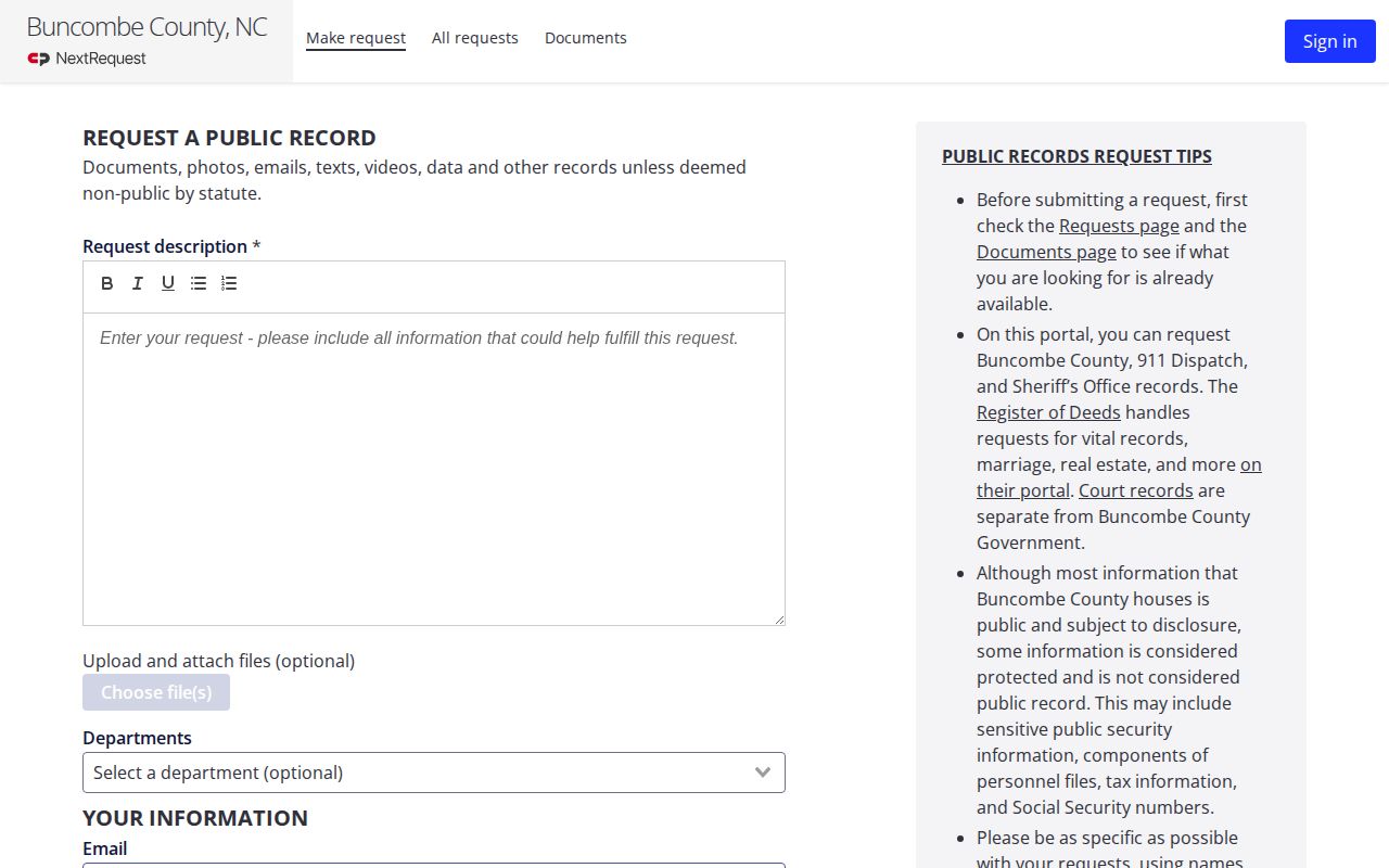 Buncombe Sheriff public records request form